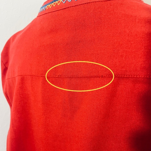 NWT Calessa Red Serape Embroidered Floral Tunic Top Medium - Picture 5 of 7